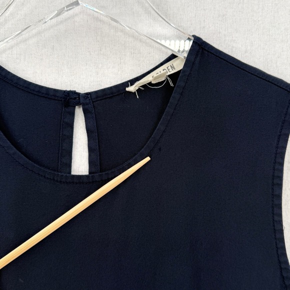 ALI GOLDEN Slit Back Jumpsuit XS Navy Blue Sleeveless Wide Leg Cropped - Picture 10 of 16